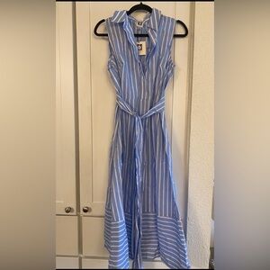 Anne Klein Sleeveless Blue and White Shirtdress Sz 8 NWT 129.00